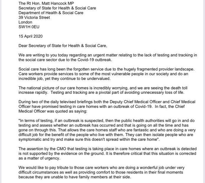 Letter to Matt Hancock