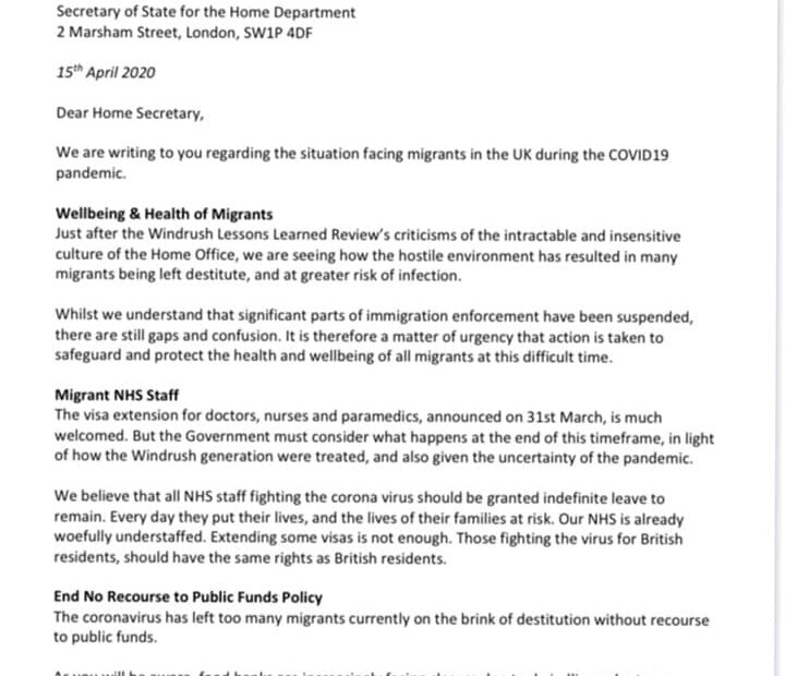 Leter to Priti Patel